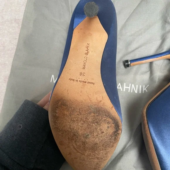 Manolo Blahnik Royal Blue Hangisi 70mm heel - Picture 7 of 9